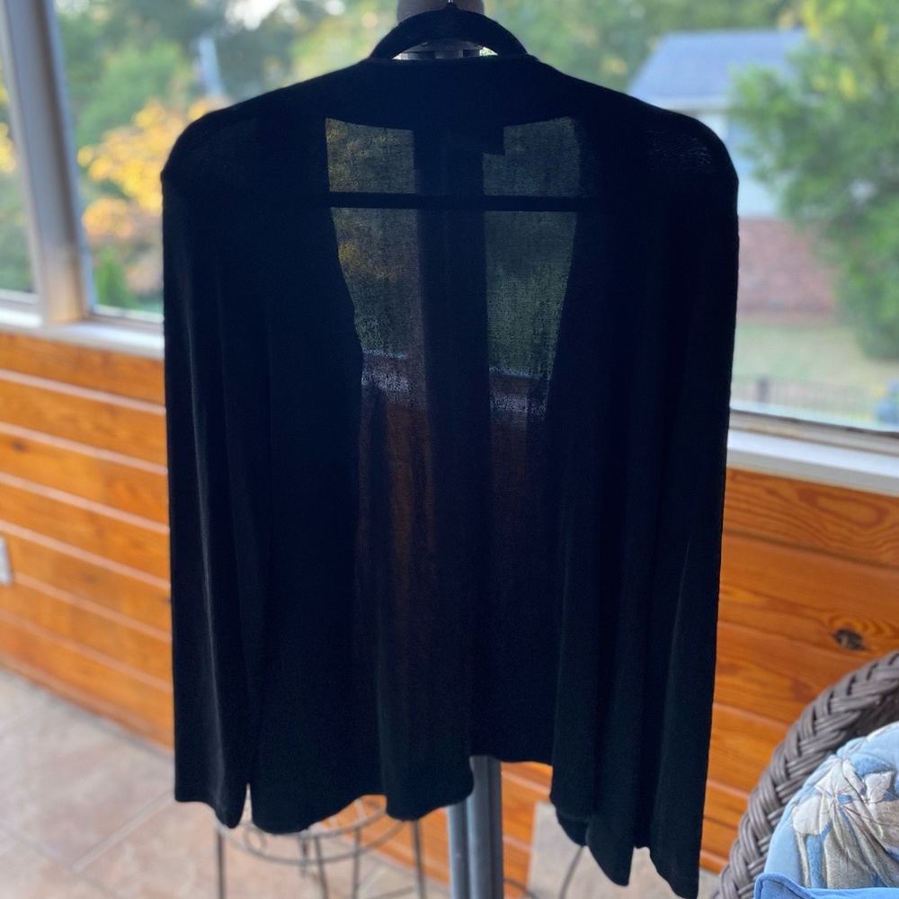 Chicos Size 2 Black Collared Jacket Cardigan - image 4